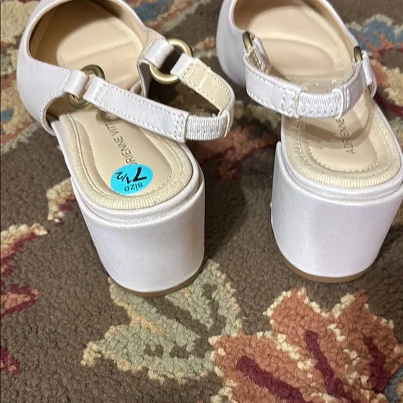 Adrienne Vittadini pink gold glittery Slingback Heels 7.5 - Picture 4 of 5